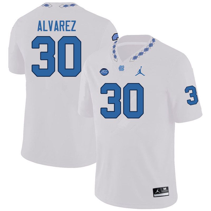 Men #30 Phillips Alvarez North Carolina Tar Heels College Football Jerseys Sale-White